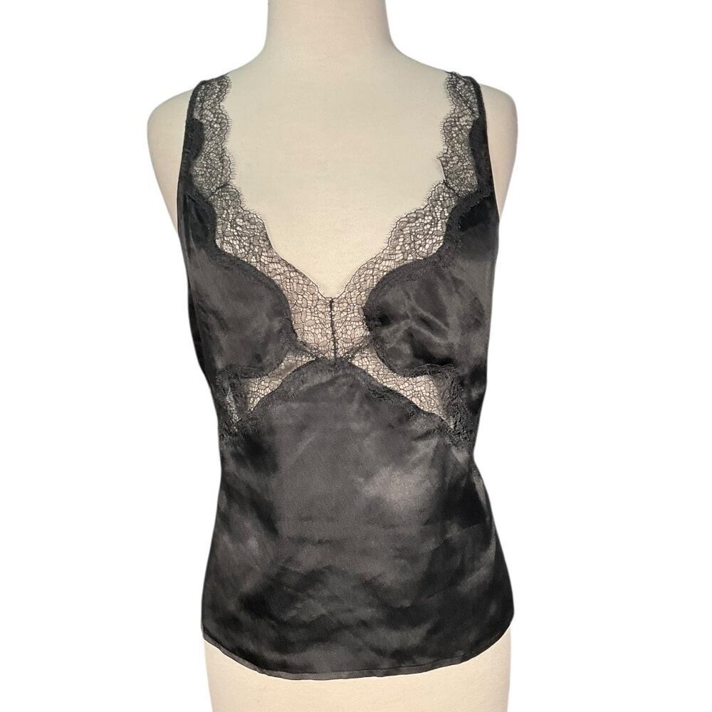 Victoria’s Secret Lace Tank Top Lingerie Black Gold Horseshoe Detail Size Large
